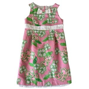 Lilly Pulitzer Girls Pink, Green & White Floral Dress - Size 10!